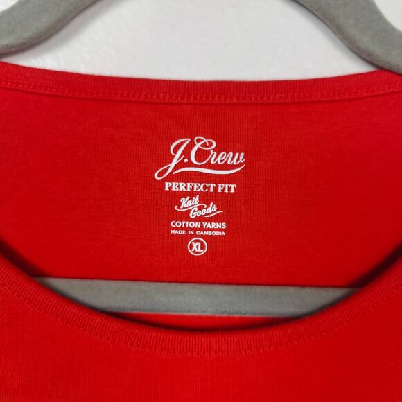 J Crew Perfect Fit‎ Short Sleeve Tee Womens XL Red Cotton Crewneck Fitted Sleeve - Picture 3 of 6